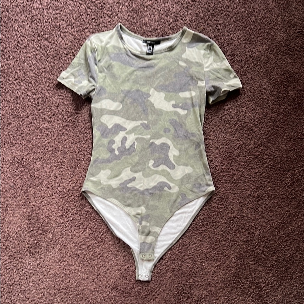 Forever 21 Green Bodysuit with Crew Neck